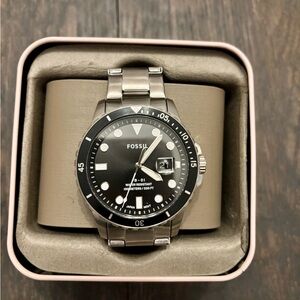 Fossil Black Dial Silver Bracelet Watch